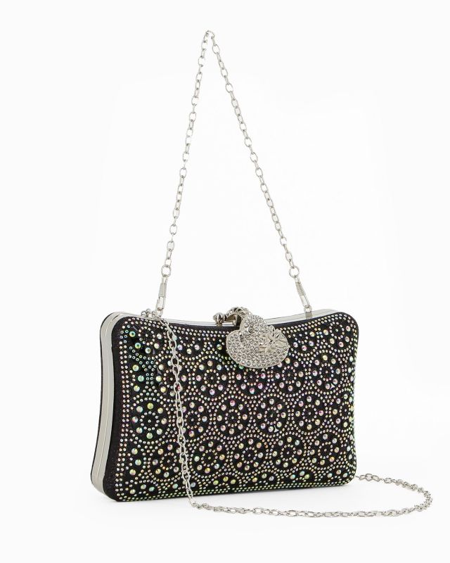 Product: Clutch nera con strass e chiusura gioiello di strass - DIVAS (1 of 12)