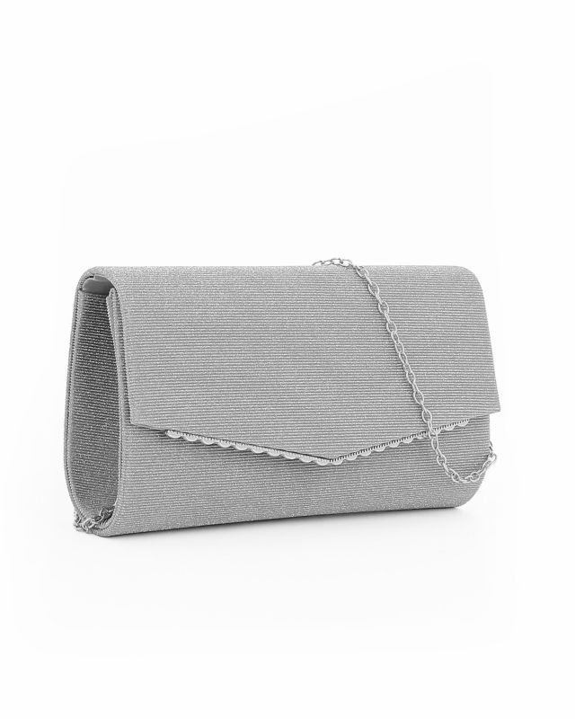Product: DIVAS - Pochette argento in lurex con bordino patta a ondine (1 of 4)