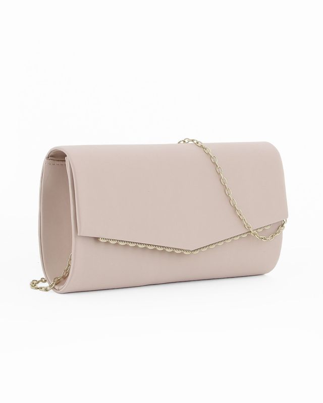 Product: DIVAS - Pochette champagne in raso con bordino patta a ondine (1 of 4)