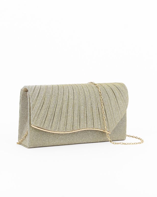 Product: DIVAS -  Pochette gold plissettata con glitter e patta (1 of 4)