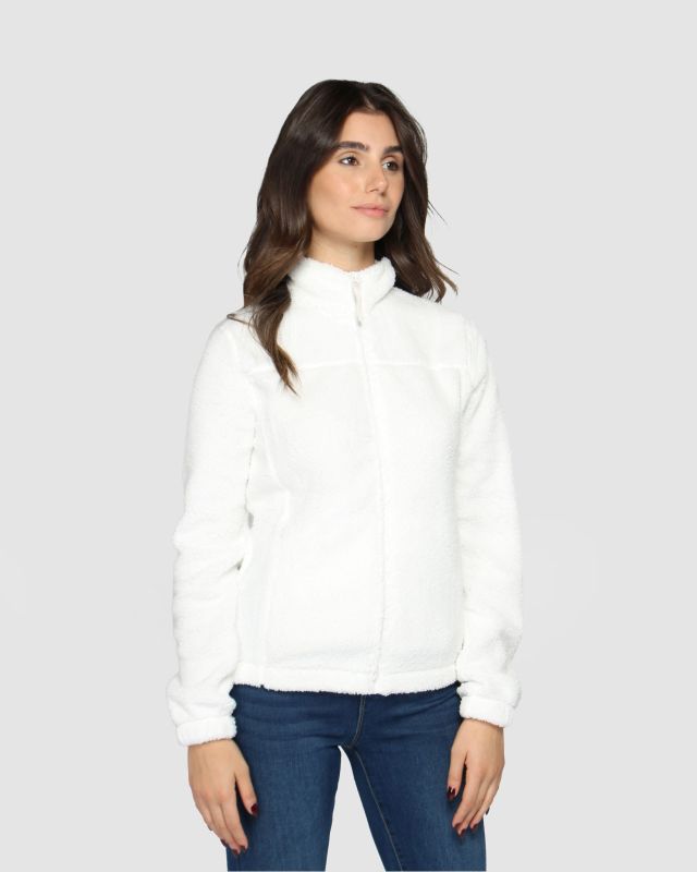 Product: ON SPIRIT - Giacca sherpa da donna bianca in pile con zip frontale - AQUILEGIA (1 of 4)