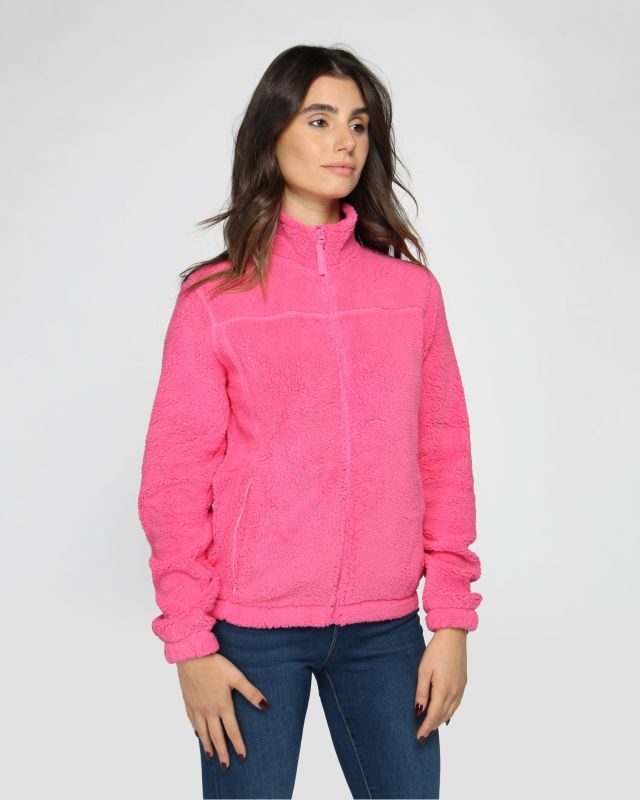 Product: ON SPIRIT - Giacca sherpa da donna fuchsia in pile con zip frontale - AQUILEGIA (1 of 4)