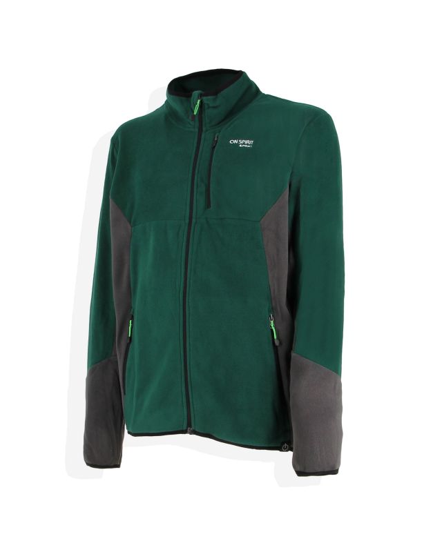 Product: ON SPIRIT - Pile verde scuro e nero da uomo con zip frontale - MATTEO (1 of 4)