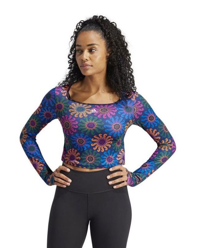 Product: ADIDAS - Crop top a maniche lunghe con stampa floreale blu (1 of 5)