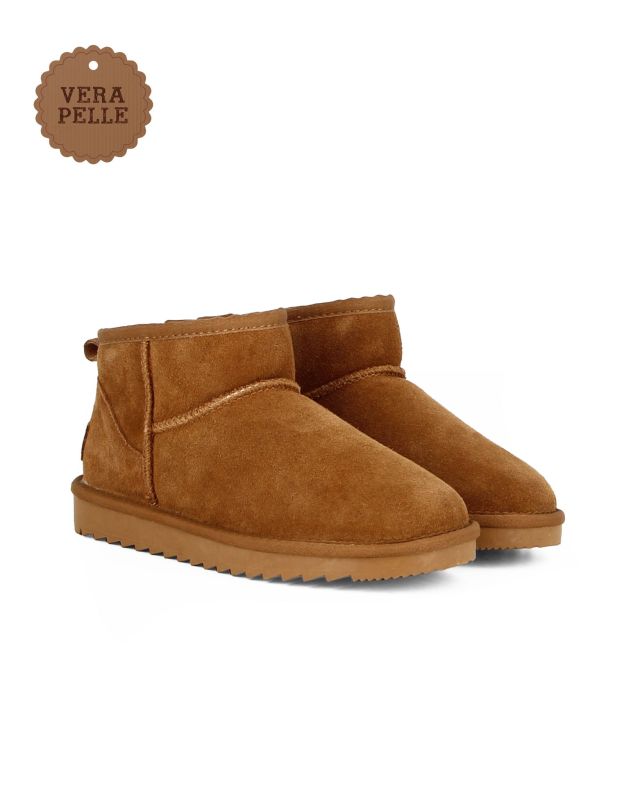 Product: MISS GLOBO - Stivaletto camel in VERA PELLE con pelliccia interna (1 of 5)