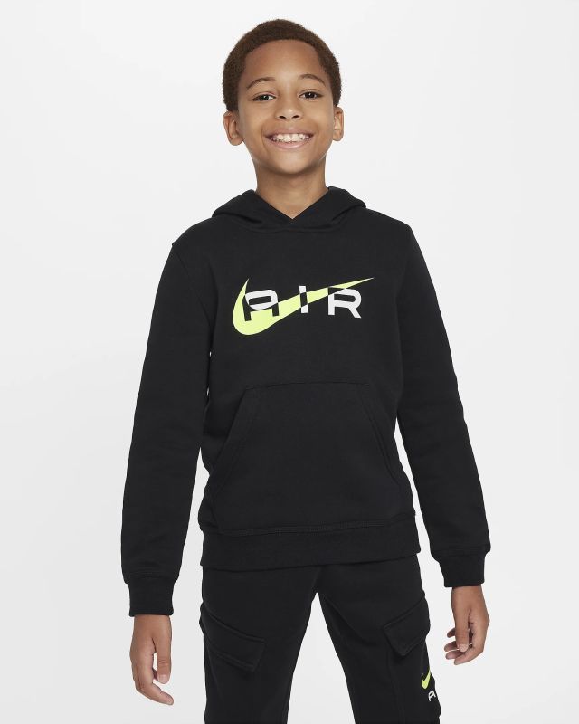 Product: NIKE - Felpa da bambino nera con cappuccio e logo giallo (1 of 4)