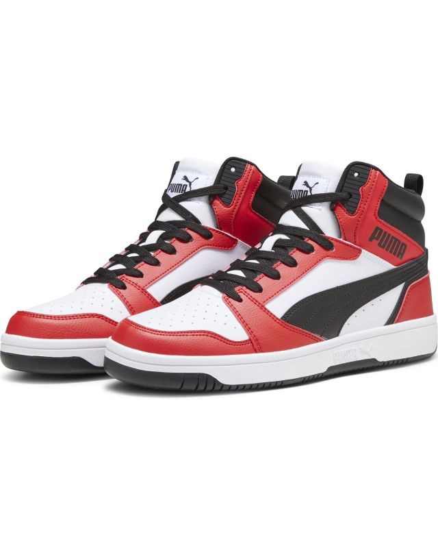 Product: PUMA - Sneaker alta da uomo bianca e rossa con logo nero - REBOUND V6 (1 of 5)
