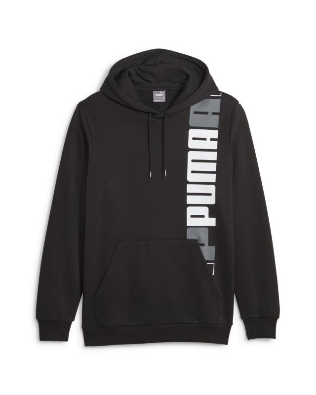 Product: PUMA - Felpa da uomo nera con cappuccio e stampa logo verticale (1 of 3)