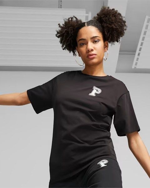 Product: PUMA - T shirt relaxed fit da donna nera con logo bianco (1 of 2)