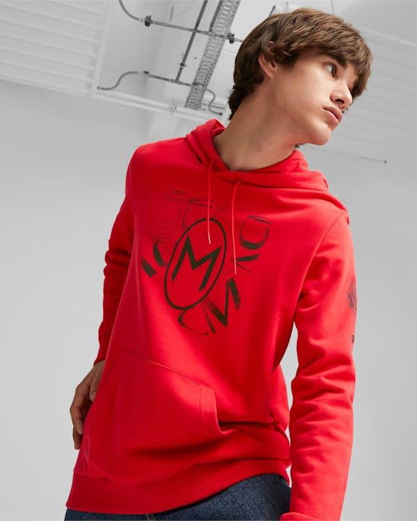 Product: PUMA - Felpa da uomo rossa e nera con cappuccio Milan (1 of 7)