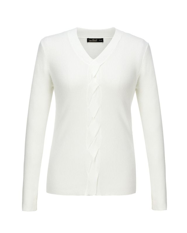 Product: BACHATA - Maglia manica lunga bianca scollo a V (1 of 3)