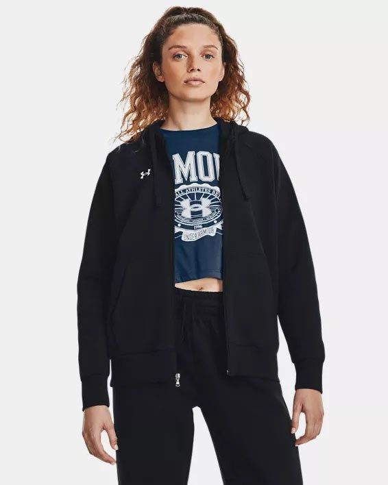 Product: UNDER ARMOR - Felpa da donna nera con cappuccio zip frontale (1 of 5)