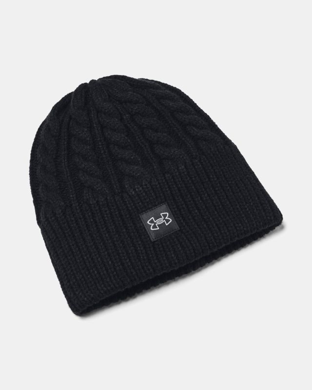 Product: UNDER ARMOUR - Cappello invernale da donna nero con motivo a treccia (1 of 2)