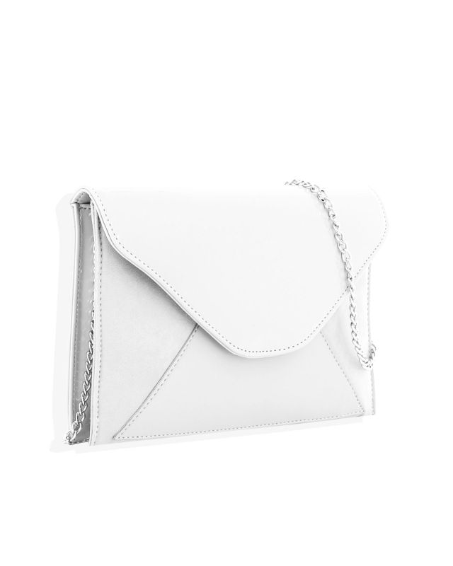 Product: TATOO - Pochette bianca multimateriale con patta, MADE IN ITALY (1 of 4)