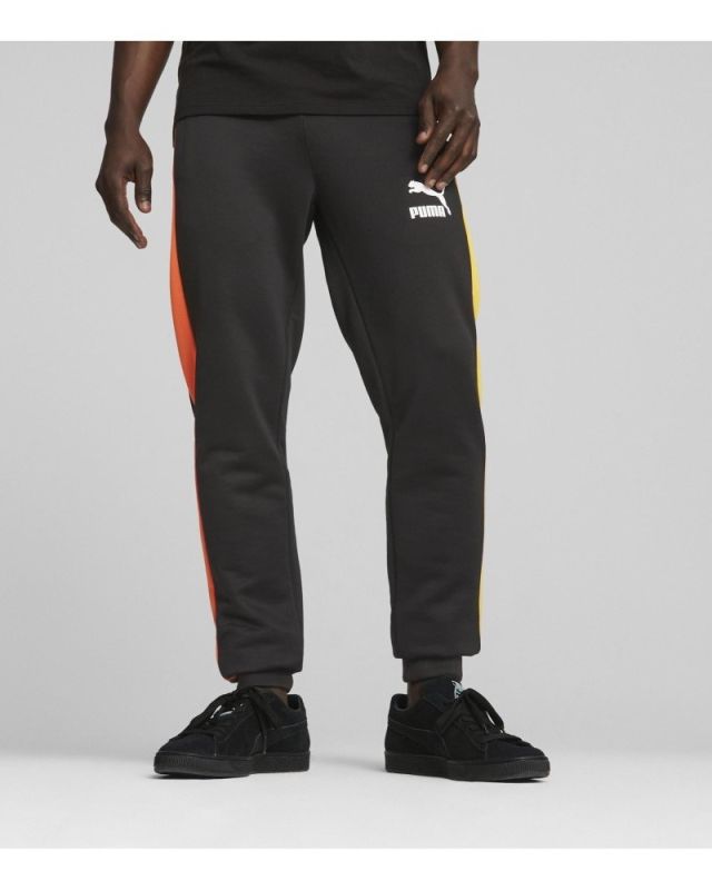 Product: PUMA - Pantalone tuta da uomo nero con elastico alla caviglia e bande laterali (1 of 4)