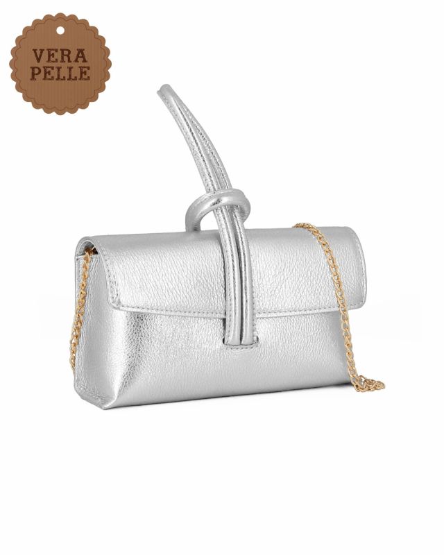 Product: DIVAS - Borsa bracciale argento con catena oro VERA PELLE, MADE IN ITALY (1 of 9)