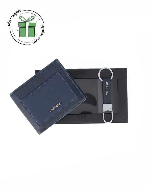 Product: CARRERA - Parure portafoglio con taschino frontale e portachiavi blu (1 of 5)