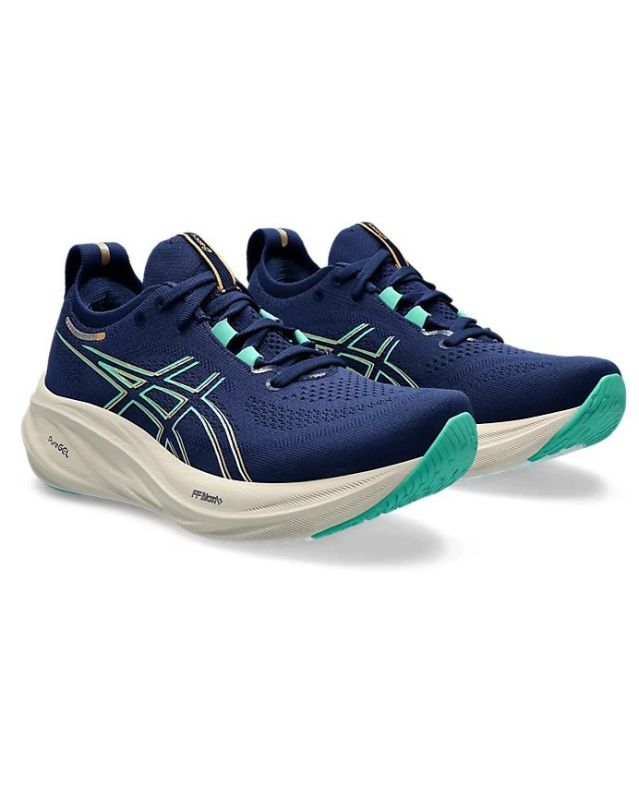 Product: ASICS GEL NIMBUS 26 - Scarpa da running blu e verde da donna - 1012B601_400 (1 of 5)