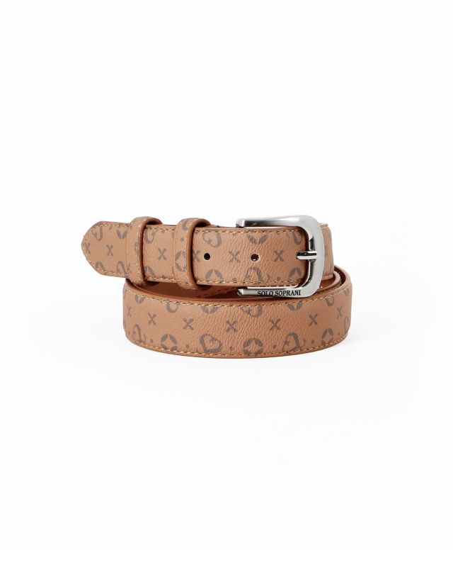 Product: SOLO SOPRANI - Cinta beige loggata da donna con fodera in VERA PELLE (1 of 9)