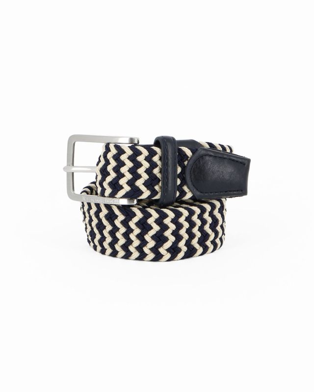Product: NAZARENO GABRIELLI - Cinta bianca/blu intrecciata ed elasticizzata da uomo (1 of 3)