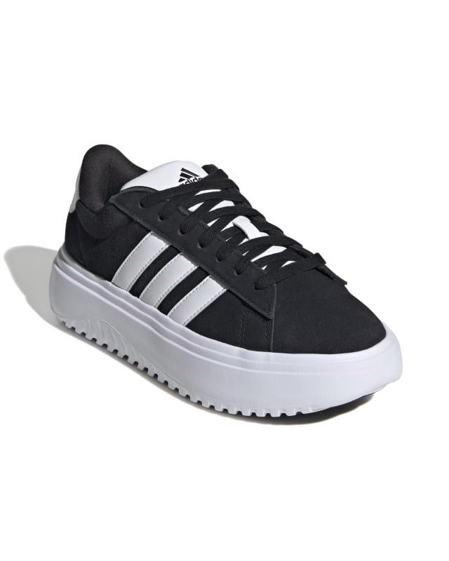 Product: ADIDAS - Scarpa platform da donna nera e bianca in VERA PELLE scamosciata - GRAND COURT PLATFORM SUEDE IE1102 (1 of 6)