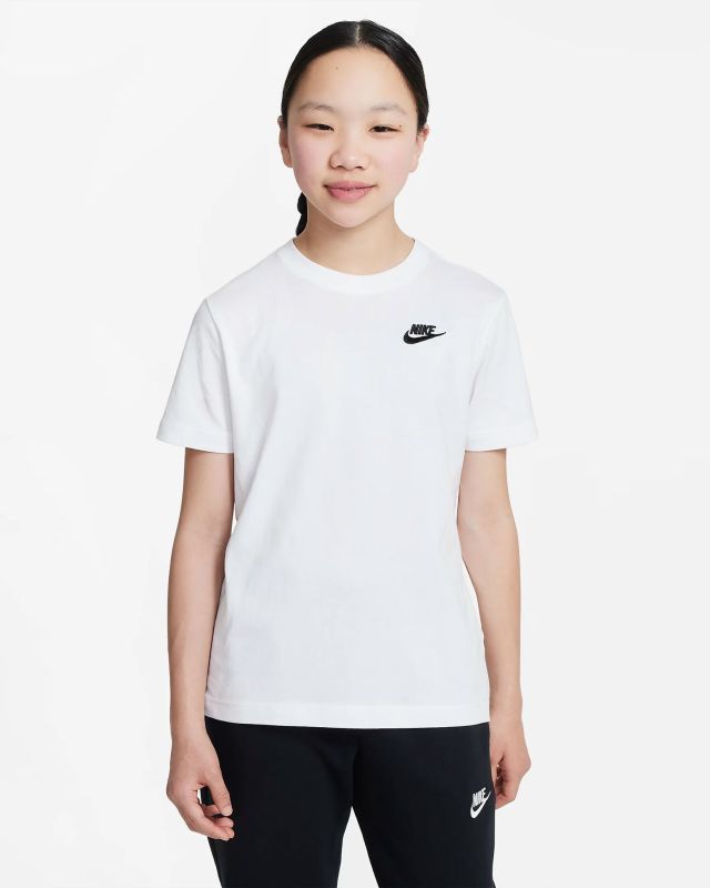Product: NIKE - T shirt loose fit da bambina bianca con logo nero (1 of 3)
