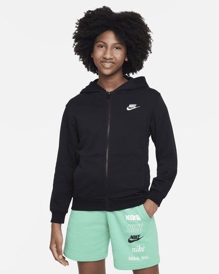Product: NIKE - Felpa nera da bambino con zip frontale e cappuccio (1 of 4)