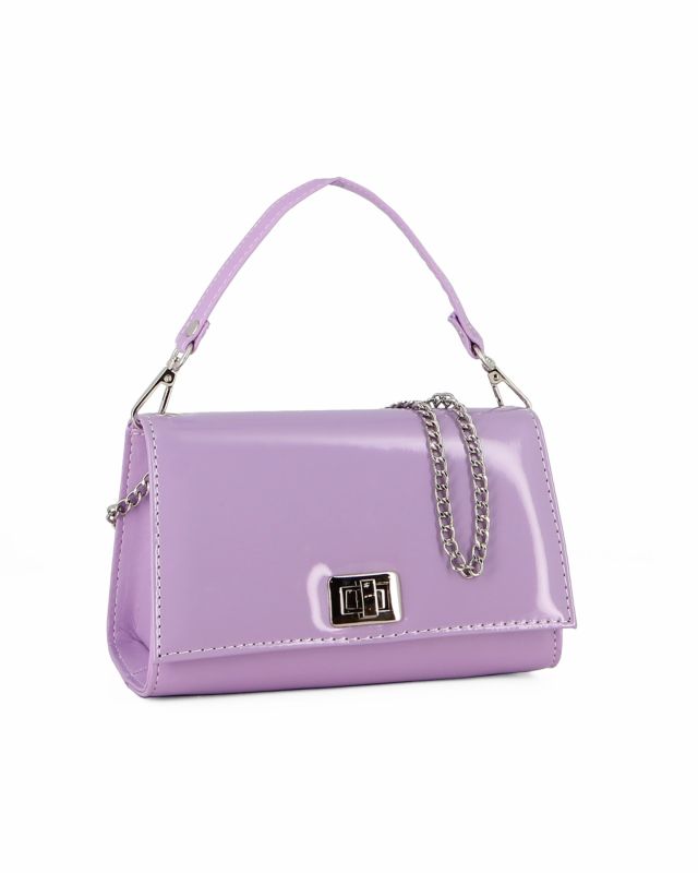 Product: ANNES NICOLE - Pochette lilla un manico con patta in vernice e chiusura a girello, MADE IN ITALY (1 of 5)