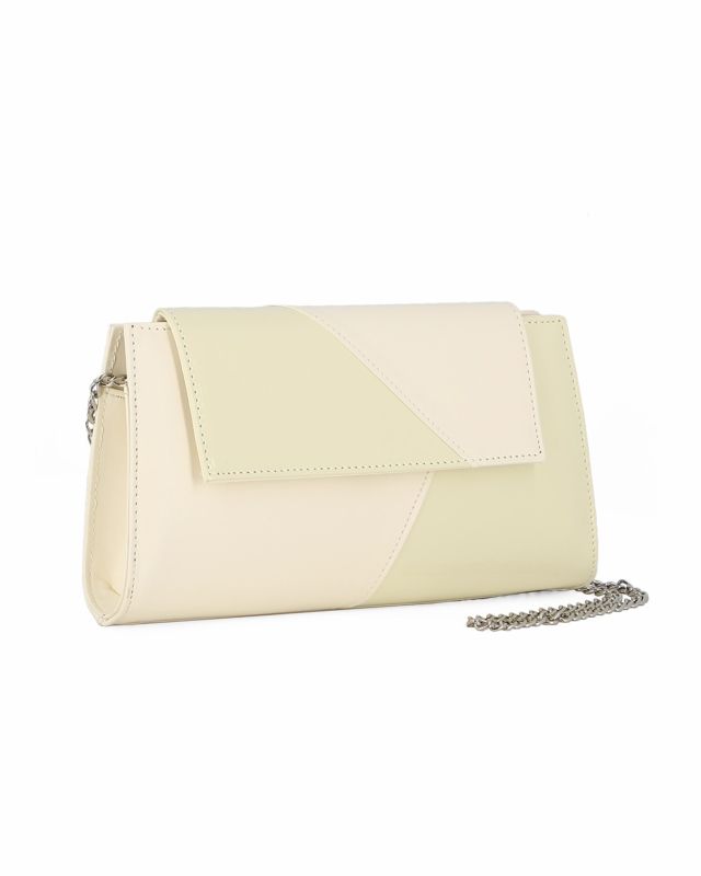 Product: ANNES NICOLE - Pochette beige con inserti in vernice e patta, MADE IN ITALY (1 of 4)