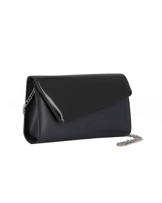 Product: ANNES NICOLE - Pochette nera con patta in vernice, MADE IN ITALY (1 of 4)