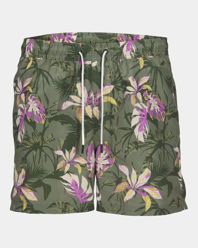 Product: JACK&JONES - Costume da bagno verde con trama floreale e tasche