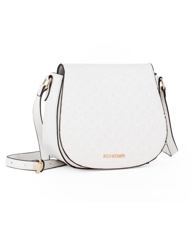 Product: SOLO SOPRANI - Borsa bianca con patta loggata e tracolla (1 of 4)