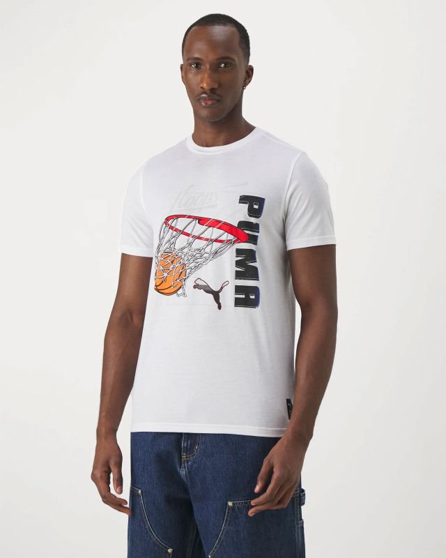 Product: PUMA - T shirt bianca da uomo con stampa frontale