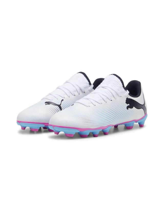 Product: PUMA - Scarpa da calcio bambino bianca e nera con suola colorata - FUTURE 7 PLAY FG/AG JR (1 of 6)