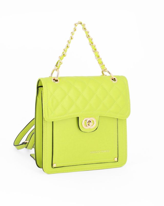 Product: ENRICO COVERI- Zaino-borsa lime con patta trapuntata (1 of 4)