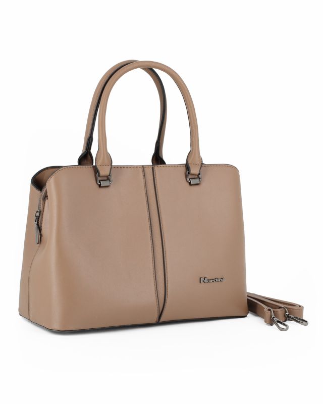 Product: NARDINI - Borsa due manici taupe con tre scomparti principali, tracolla removibile (1 of 4)