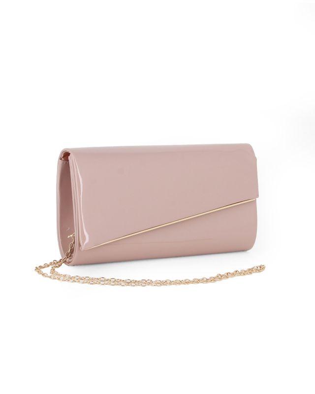 Product: MISS GLOBO - Pochette nude in vernice con patta taglio diagonale (1 of 4)