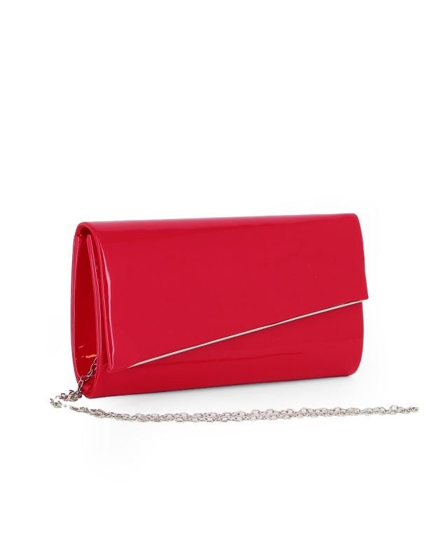 Product: MISS GLOBO - Pochette rossa in vernice con patta taglio diagonale (1 of 4)