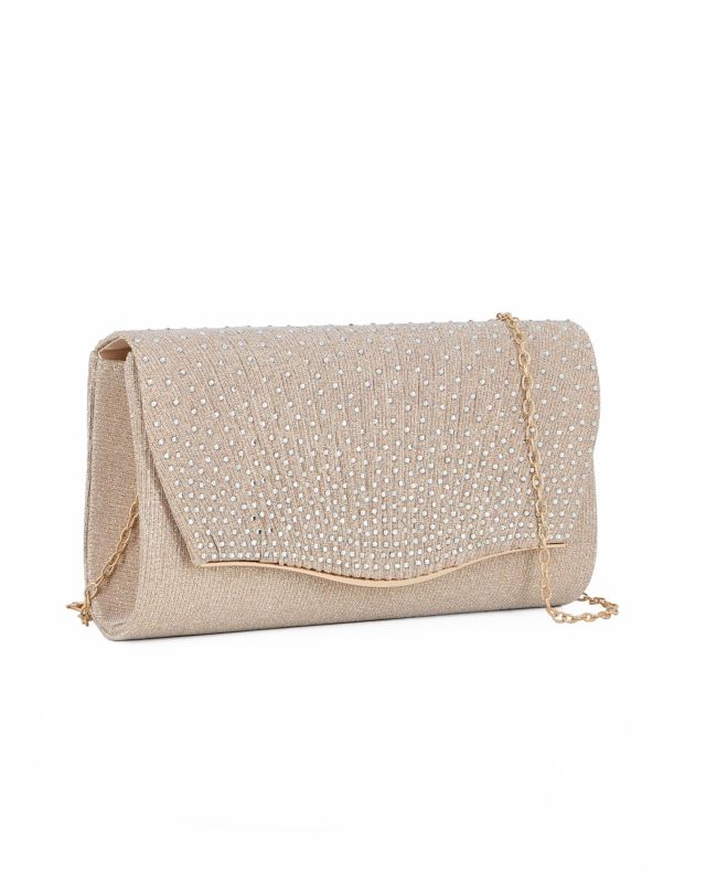 Product: MISS GLOBO - Pochette oro in lurex con strass sulla patta (1 of 5)