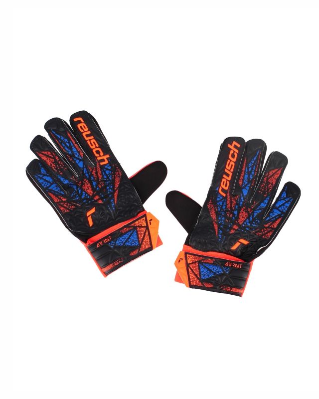 Product: REUSCH - Guanti da portiere bambino neri con dettagli arancioni e blu - ATTRAKT STARTER SOLID JR (1 of 3)