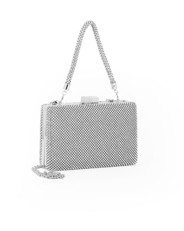 Product: DIVAS - Clutch argento con strass e manico in strass removinile (1 of 4)