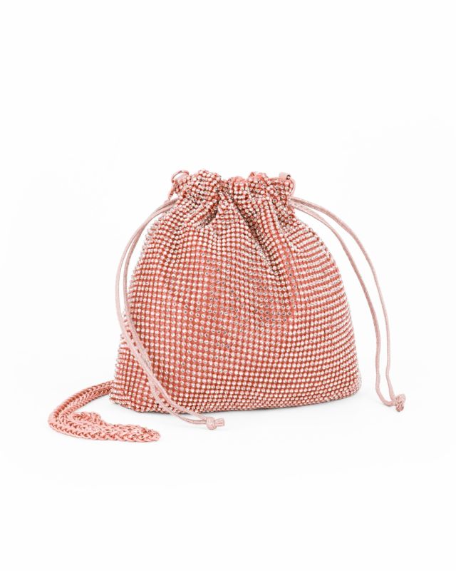 Product: DIVAS - Minibag a sacchetto rosegold rivestita di strass con coulisse (1 of 4)