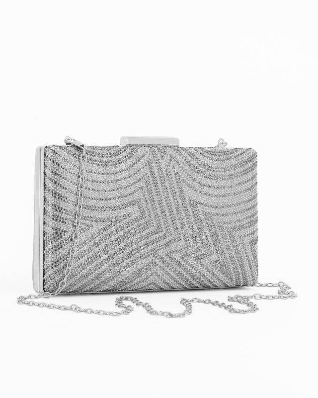 Product: Clutch argento con strass e chiusura in metallo - DIVAS