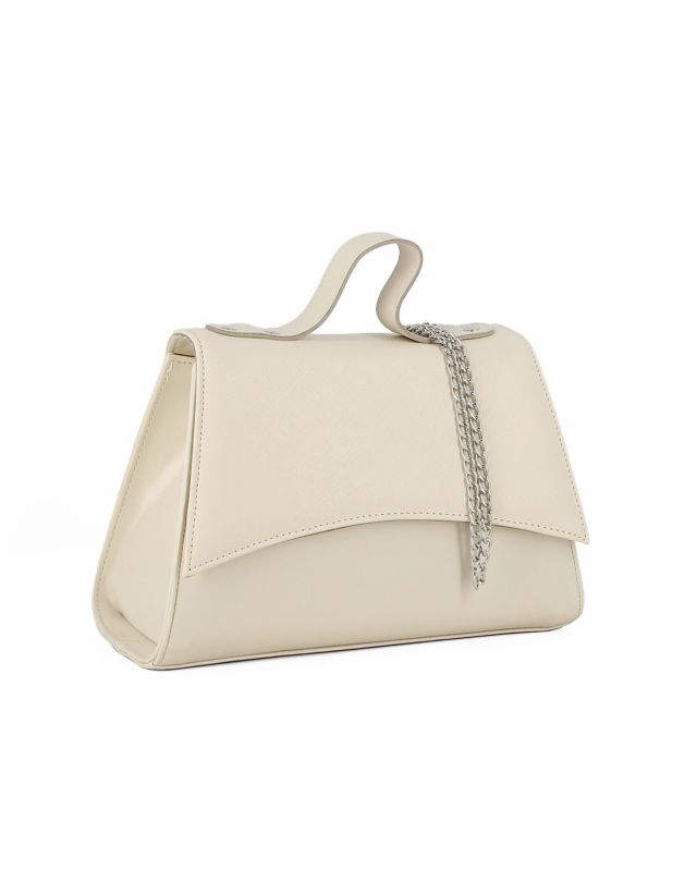 Product: TATOO - Minibag beige con patta ad onda, manico e catena (1 of 4)
