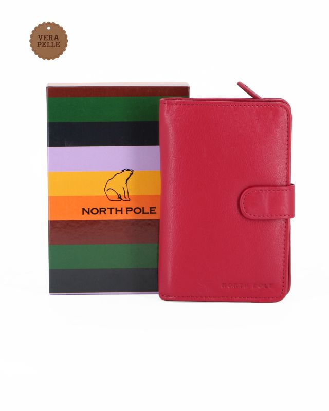 Product: NORTH POLE - Portafoglio rosso in VERA PELLE da donna con pattina (1 of 4)