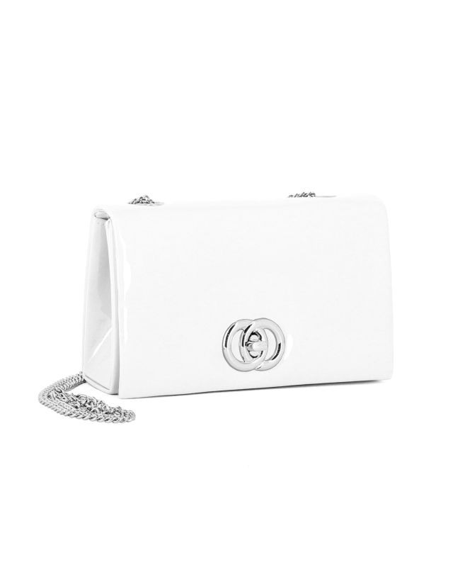 Product: MISS GLOBO - Pochette bianca in vernice con patta e chiusura a girello (1 of 4)
