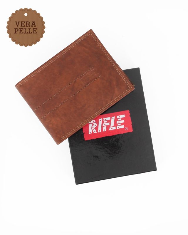 Product: RIFLE - Portafoglio marrone in VERA PELLE con ribaltina interna (1 of 4)