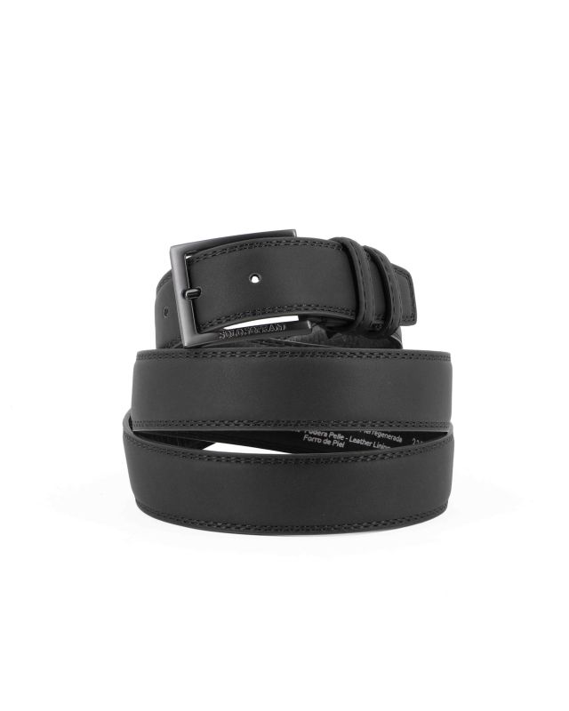 Product: SOLO SOPRANI - Cinta nera da uomo con fodera in VERA PELLE (1 of 3)