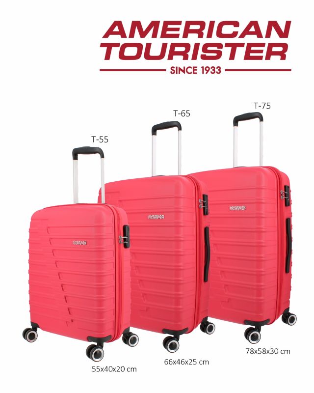 Product: AMERICAN TOURISTER - TROLLEY ROSSO  IN ABS 4 RUOTE CON COMBINAZIONE TSA (1 of 5)
