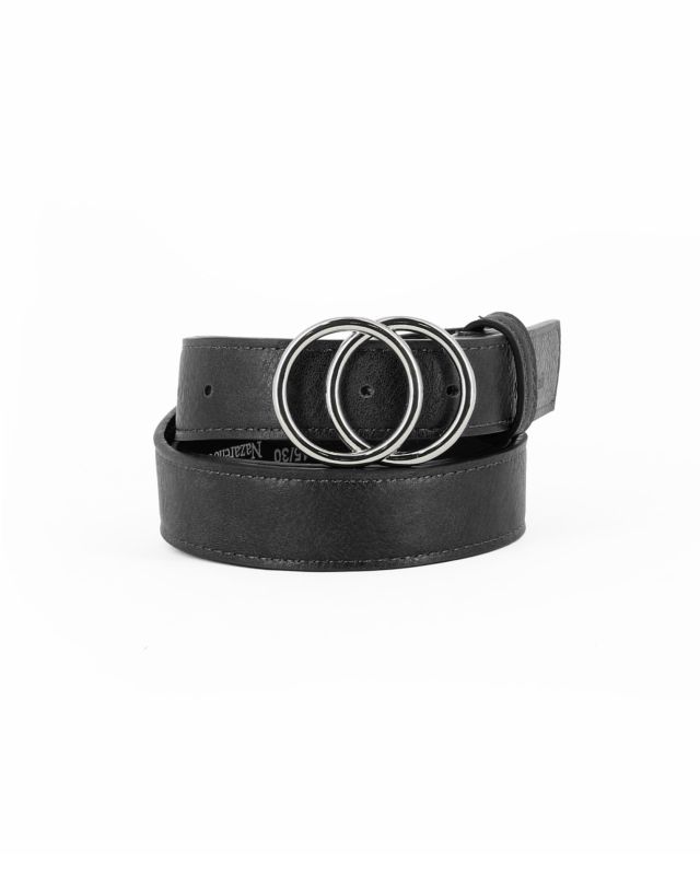 Product: NAZARENO GABRIELLI - Cinta nera da donna con fibbia a doppio cerchio (1 of 3)